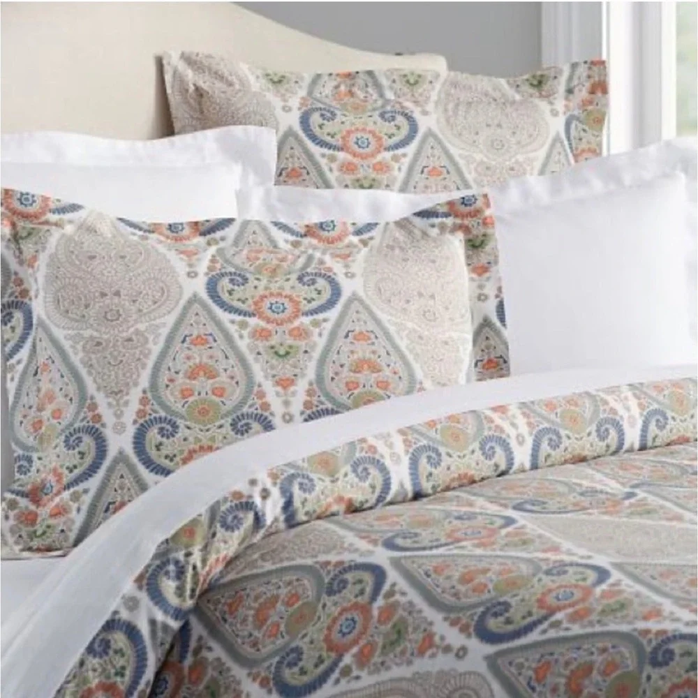 Pottery Barn King Gisela Paisley‎ Medallion Duvet Cover & 2 Euro Shams Set